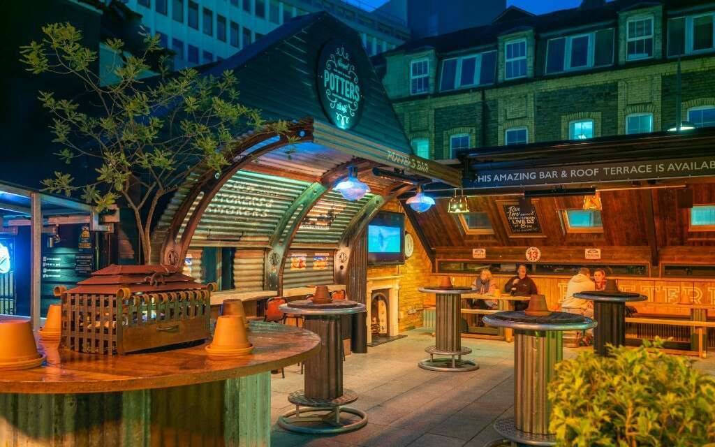 Roof terrace at potters Pub, Newport, Wales